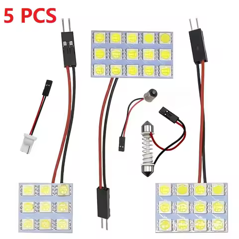 5PCS Led Panel 6/9/12/15/18/24/36/48 SMD 5050 T10 Ba9s c5w Adapter Festoon Dome reading Light Access