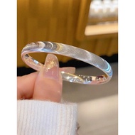 9999 Pure Silver Cat's Eye Bracelet Female Solid All-Match Brushed Sterling Silver Bracelet Niche De
