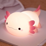 HAPPYBAG Axolotl Night Light,Cute Axolotl lamp Gifts for Kids,Dimmable Silicone Animal Nursery Night