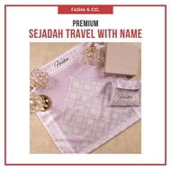 Premium Sejadah Travel Kashmeer Personalized with Name (with Bag & Box)