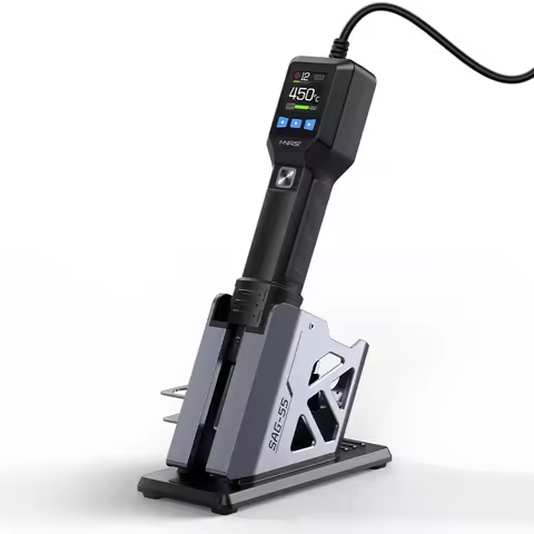 FNIRSI SAG-55 550W Hot Air Gun with Stand Rework LCD Digital Hair Dryer Adjustable Temperature Heat 