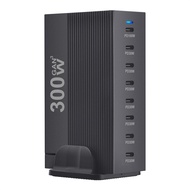 300W GaN³ Charger 8-Port Fast Charging Station 100W PD + 7x30W USB-C Multi Charger for Laptop/Phone/
