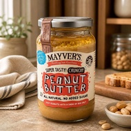 MAYVERS 100% Natural No Added Oil & Sugar Gluten Free Crunchy HI-OLEIC Peanut Butter {VEGAN} 375gm -