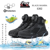 CC PROTECTORS S302 Black Mamba Waterproof Protective Riding Shoe Boots Air Breathable Rider Kasut