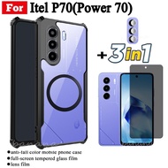 3 in 1 Itel Power 70 Shockproof Phone Case With Magnetic Wireless Charging Sticker For Itel P70 P65 