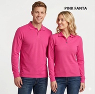 ( PINK FANTA ) Kaos kerah lengan panjang FO POLOS PINK TUA / Kaos Kerah katun Premium/ Kaos Kerah