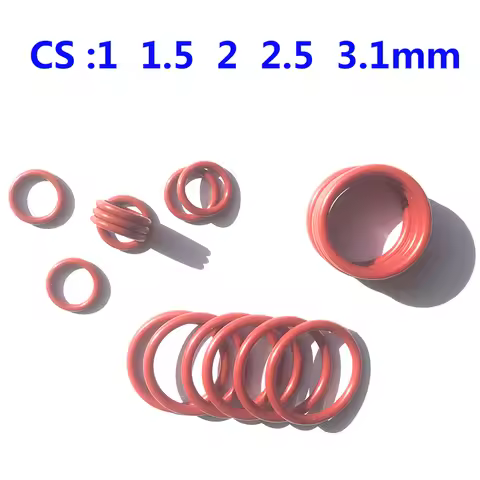VMQ 100/50/20 Red Silicone VMQ O Ring Gasket CS :1/1.5/2/2.5/3.1mm Waterproof Insulated Rubber Silic