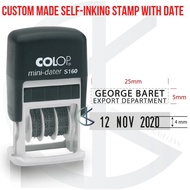 Custom Made COLOP Printer Line S160 Self-Inking Stamp With Date / Mini Dater Chop / Refill Ink E/10/