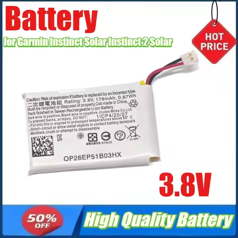 3.8V 178mAh 205mAh Battery for Garmin Instinct Solar Instinct 2 Solar 361-00086-24 361-00141-20 Watc