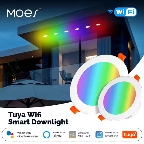 MOES WiFi Smart LED Downlight Dimming Round Spot Light 9/12W RGB Color Changing Warm Cool light Alex