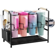 Water Bottle Organizer Drying Rack for 40 oz Tumbler with Handle, 2 in 1 Multifunctional Cup Storage
