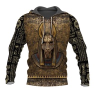 2025 New Adult Mens Hoodie Ancient Egypt Anubis 3d Print Fashion Street Long Sleeve Hooded Sweatshi