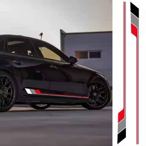 2pcs Car Side Door Stickers Vinyl Decal Trims Waterproof Accessories For Audi A4 B8 8K B9 B7 8W 8E B