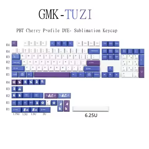 GMK Tuzi Keycaps 126 Keys Cherry Profile PBT DYE-Sublimation Personalise GMK Keycaps For Cross Switc