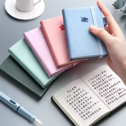 2pcA7 Mini Notebook journal agenda 2026 Diary note book Thickened planner Pocket Book English Word B