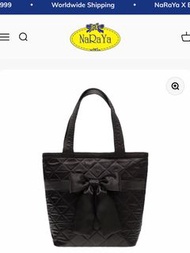 全新正品Naraya shoulder bag純色緞面蝴蝶結立體包單肩手提包中號內防水設計曼谷包購物包手提側肩 泰國Naraya娜萊雅官方正品未拆封黑色NT.200