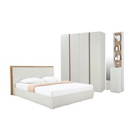 INDEX LIVING MALL ชุดห้องนอน รุ่นเฮซ ขนาด 6 ฟุต (เตียง(พื้นเตียงทึบ)+ตู้เสื้อผ้า 4 บาน+โต๊ะเครื่องแป