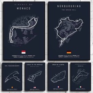 F1 Imola Monaco Track Circuit Canvas No Frame Painting Formula 1 Wall Art Nordic Poster Aesthetic Mo