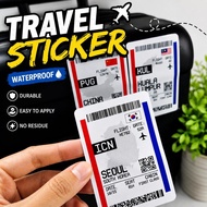 Travel Boarding Pass Sticker | Flight Ticket Country Vinyl Decal Waterproof for Luggage Laptop Bottl