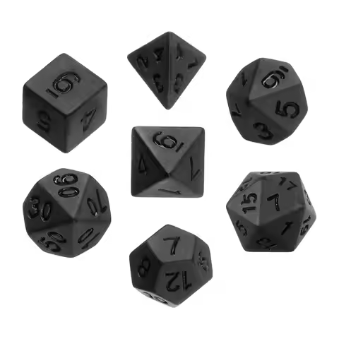 7x Polyhedral Dices Set Black D6 D4 D8 D10 D12 D20 for Board Game