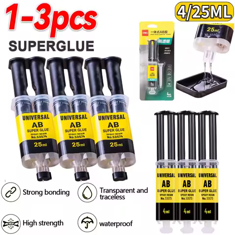 1-3pcs AB Super Glue Universal Epoxy Resin Liquid Glue Strong Adhesive Repair Glue Waterproof & High
