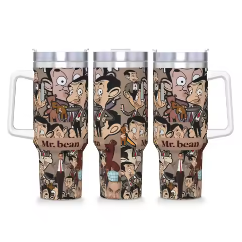Stainless Steel Tumbler Cartoon Mr. Bean Rowan Atkinson Comedian Thermal Mug Keep Heat Hot Drinks Mu