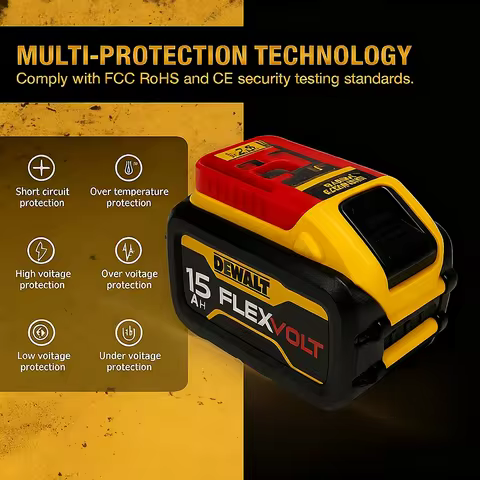 For DCB612 DCB615 DeWalt Battery 20V/60V FLEXVOLT 12Ah 15Ah 21700 Cells Lithium Ion Rechargeable Rep