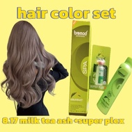 bundle 8.17 milk tea ash bremod perfomance hair color set with hydrox 6%9%12% and super plex 10ml