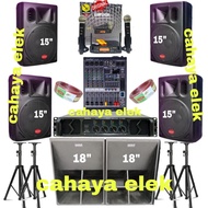 Paket soundsystem karaoke baretone 15 inch full set+subwoofer 18 inch