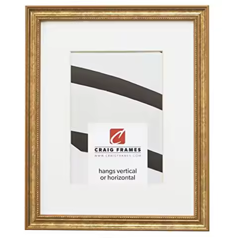 24x36 Picture Frame Matted for 20x30 Photo Gold Ornate Style 3/4 Inch Wide Solid Wood Moulding with