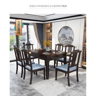 Wood Fan New Chinese Style Stone Plate Solid Wood Dining Tables and Chairs Set Marble Collapsible Dining Table Small Apartment Dining Table