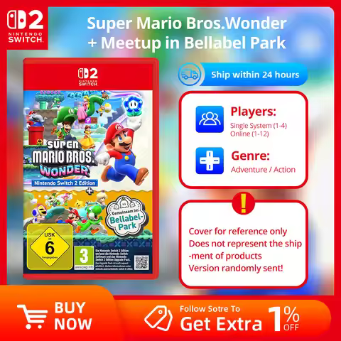 Nintendo Switch Game - Super Mario Bros. Wonder + Meetup in Bellabel Park - Games Cartridge Physical