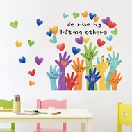 Colorful Doodle Handprint Heart Wall Decal - Cartoon Removable Kids Nursery Decor, Baby Shower Vinyl