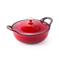 Yan Made Enameled Cast-Iron Cookware 26National Style Koi Braised Wok Soup Pot Induction Cooker Universal Micro Pressure Enamel Pan Red gradient