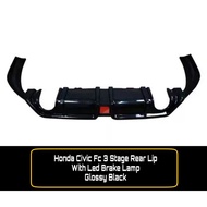 Honda Civic Fc Rear Lip Glossy Black With LED Brake Lamp Exhaust Carbon Tip
