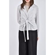 ((S) club monaco Wool Neckline Design Gray Long-Sleeved Top Second-Hand Clothes