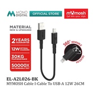 MYMOSH A2L026/A2L26 CABLE I-CABLE TO USB-A 26CM 12W/OPTIMAL CHARGE/CHARGE & SYNC/30KG TEAR RESISTANC