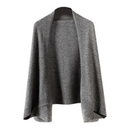 Women Knitting Shawl Collarless Long Sleeve Open Front Solid Color Sweater Coat Loose Fit Knitting C