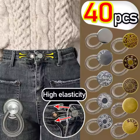 Spring Adjust Jeans Waist Button Expand Waistline Buckle Elastic Stretching Waistband Extender Adjus