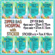 👼🏻8pcs ZIPPER+STICKER👼🏻Ziplock Packing Baju Bayi Maternity Plastik Hospital Zipper Labour Room Ziplo