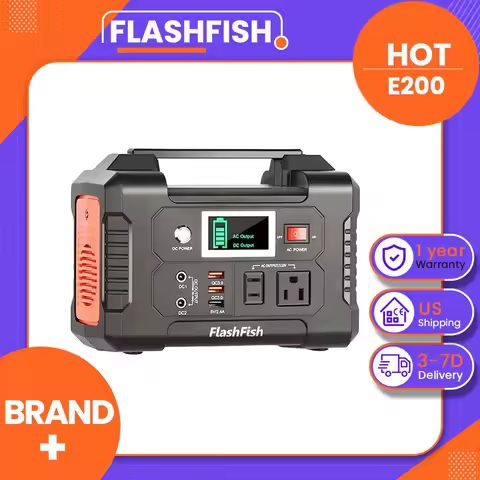 FlashFish E200 151Wh Portable Power Station 200W Pure Sine Wave Solar Generator, 40800mAh Battery Ba
