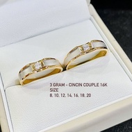 Cincin couple emas asli kadar 700 70 16k tunangan nikah mix 2 warna whitegold gold kombinasi wedding