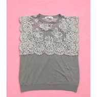 Grey Top White Lace Top