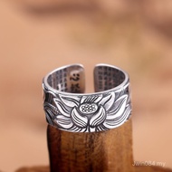 Ring 999 Universal Lotus Character Silver Product Seiko Men Women Thai Silver Ring Heart Sutra Hand 