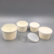 50pcs Disposable Paper Ice Cream Cups With Plastic Lid/Flat Lid Dessert Cup 3oz/5oz/6.5oz/8.5oz