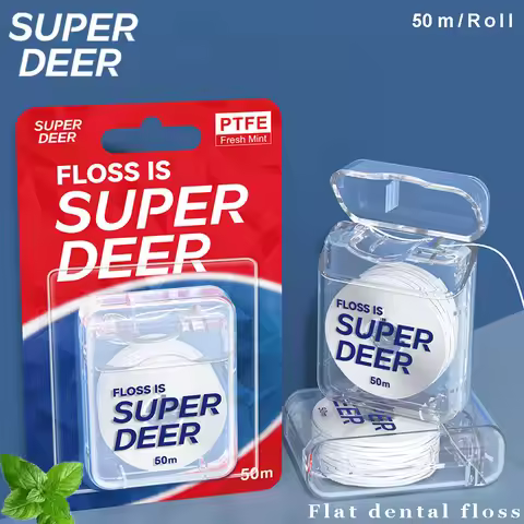 Super Deer 50/150m Fresh Mint Dental Floss Free-Cut,Gentle on Gums,Slides Smoothly,For Braces Office