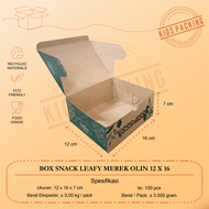 100pcs Box Snack Olin Eco Leafy 12x12 12x14 12x16 / Dus Kotak Kue Roti Motif 12 x 12 / 12 x 14 / 12 