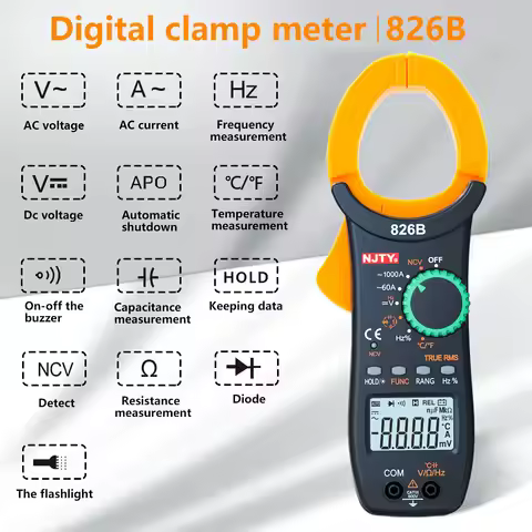 NJTY Current Digital Clamp Meter 1000A Amp Multimeter Voltage Tester temperature capacitance Ohm Hz 