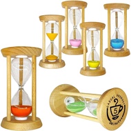 6PCS Wooden Hourglass Sand Timer Set - 30 Sec/1/2/3/5/10 Min Colorful Sandglass Clock for Home Offic