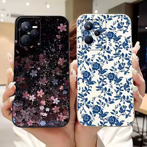 For Realme C35 RMX3511 Beautiful Bow Rose Painting Phone Case For Realme C 35 C35 4G Soft Silicone S